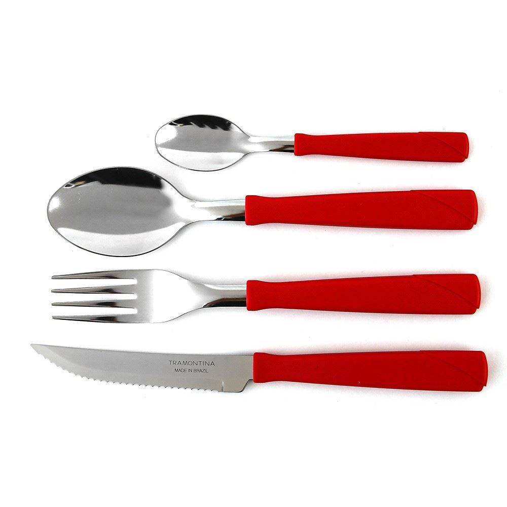 Faqueiro Tramontina New Kolor Aço Inox 24 Peças - Vermelho