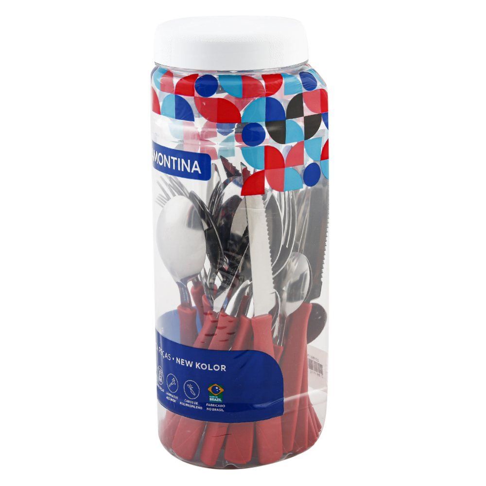 Faqueiro Tramontina New Kolor Aço Inox 24 Peças - Vermelho