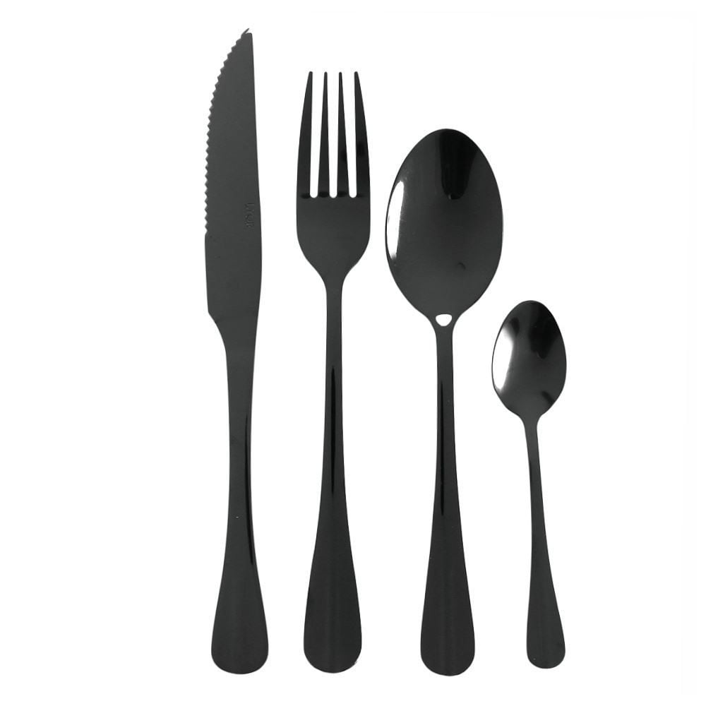 Faqueiro Positano Inox Lyor 24 Peças - Preto