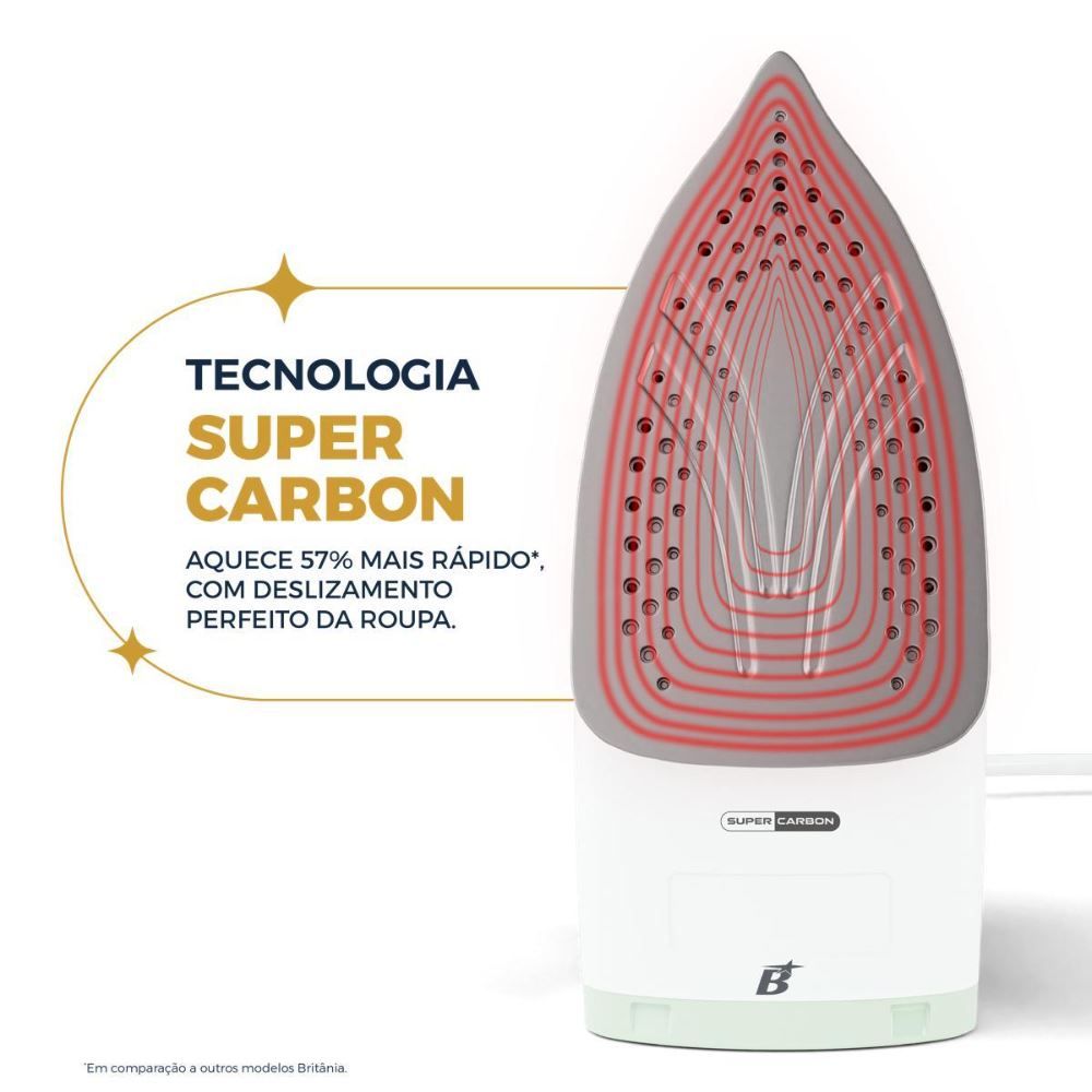 Ferro de Passar Britânia Base Antiaderente Super Carbon BFV08