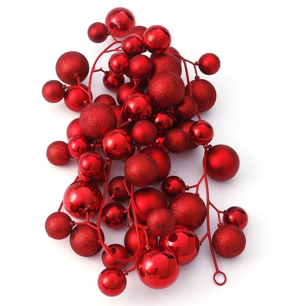 Festão Decorativo Natalino 1,8 M 60 Bolas Havan Casa - Vermelho