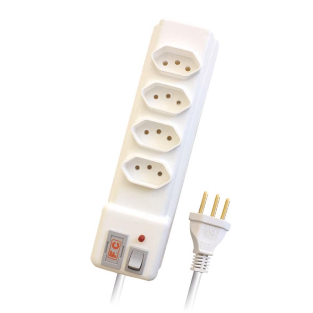 Filtro De Linha 2P+T Abs Branco 1,2M Com 4 Tomadas Fc