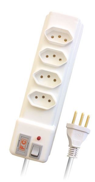 Filtro De Linha 2P+T Abs Branco 1,2M Com 4 Tomadas Fc