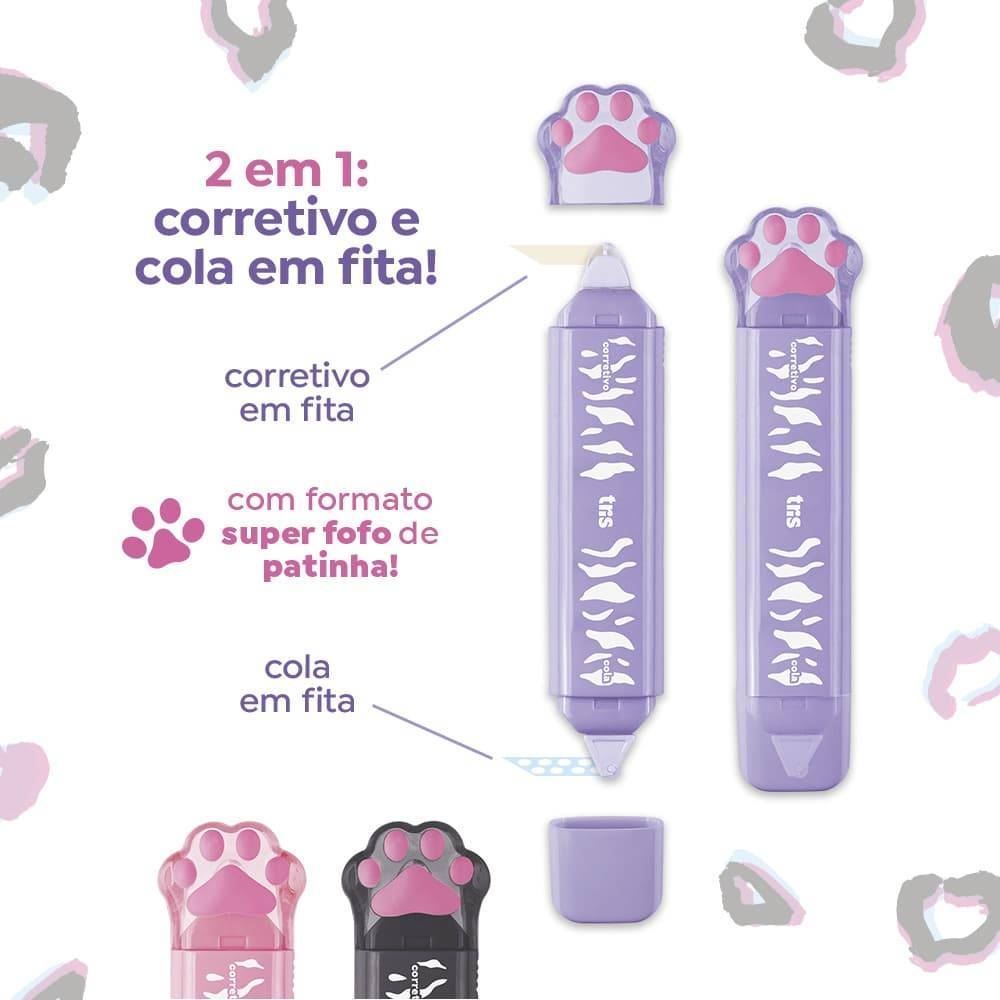 Fita Corretiva 4M E Cola Em Fita 3M Holic Pets Tris - Sortido