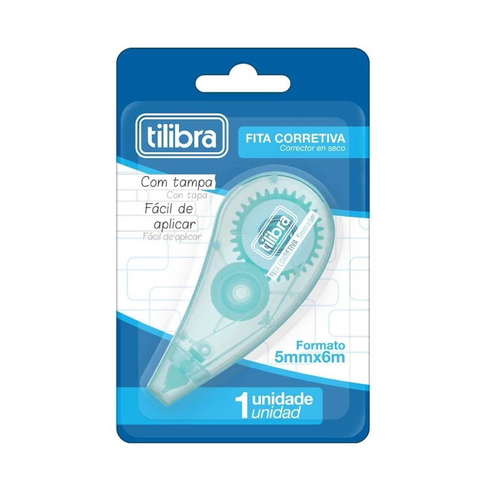 Fita Corretiva Com Tampa 6M Tilibra - Aqua