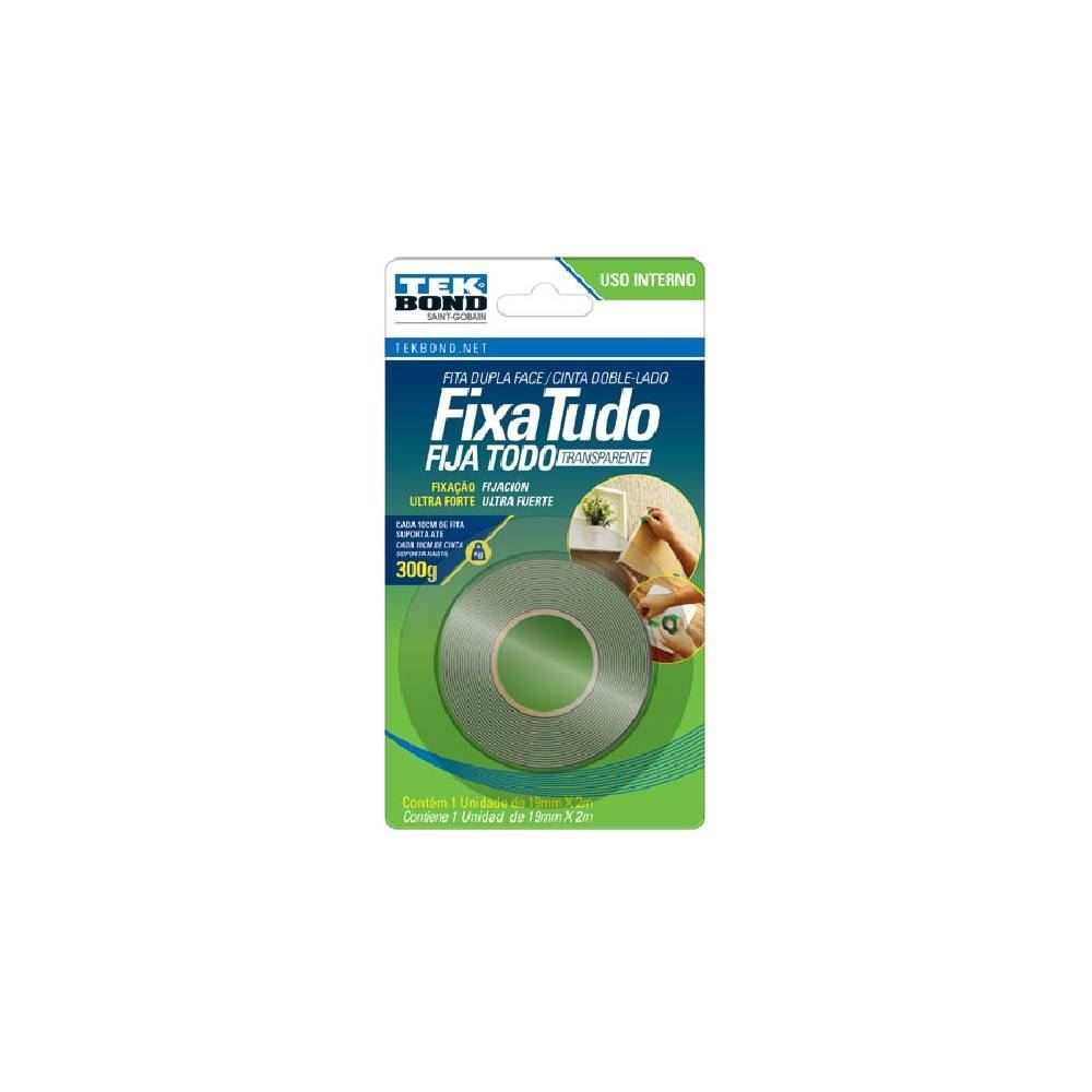 Fita Duplace Tekbond Fixa Tudo Acrílica 19Mmx2m - Transparente