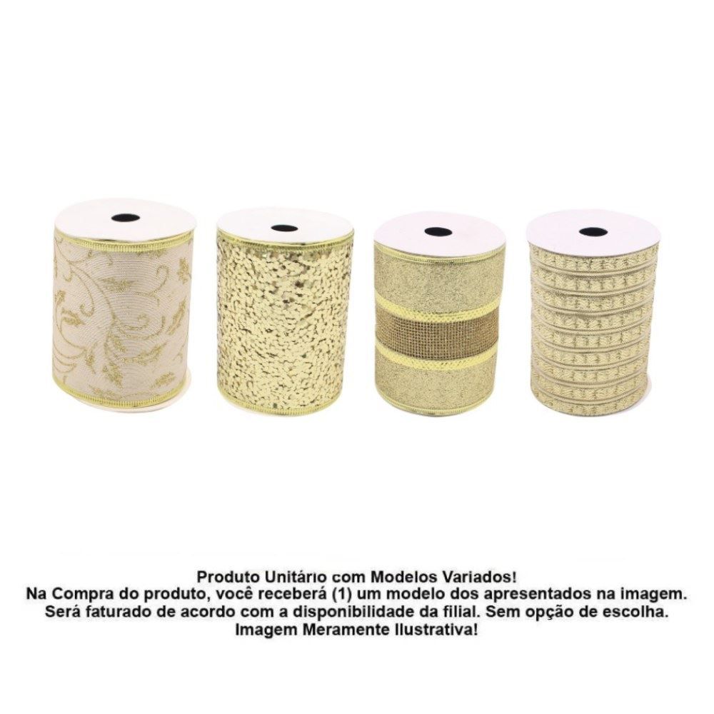Fita Natalina 5M X 10Cm Dourado Havan Casa - Sortido