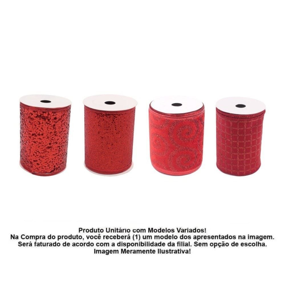 Fita Natalina 5M X 10Cm Vermelha Havan Casa - Sortido