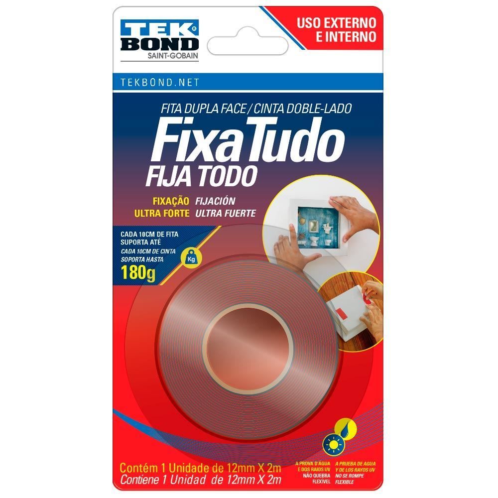 Fita Supertape Fixa Tudo Tekbond - 12mm X 2m