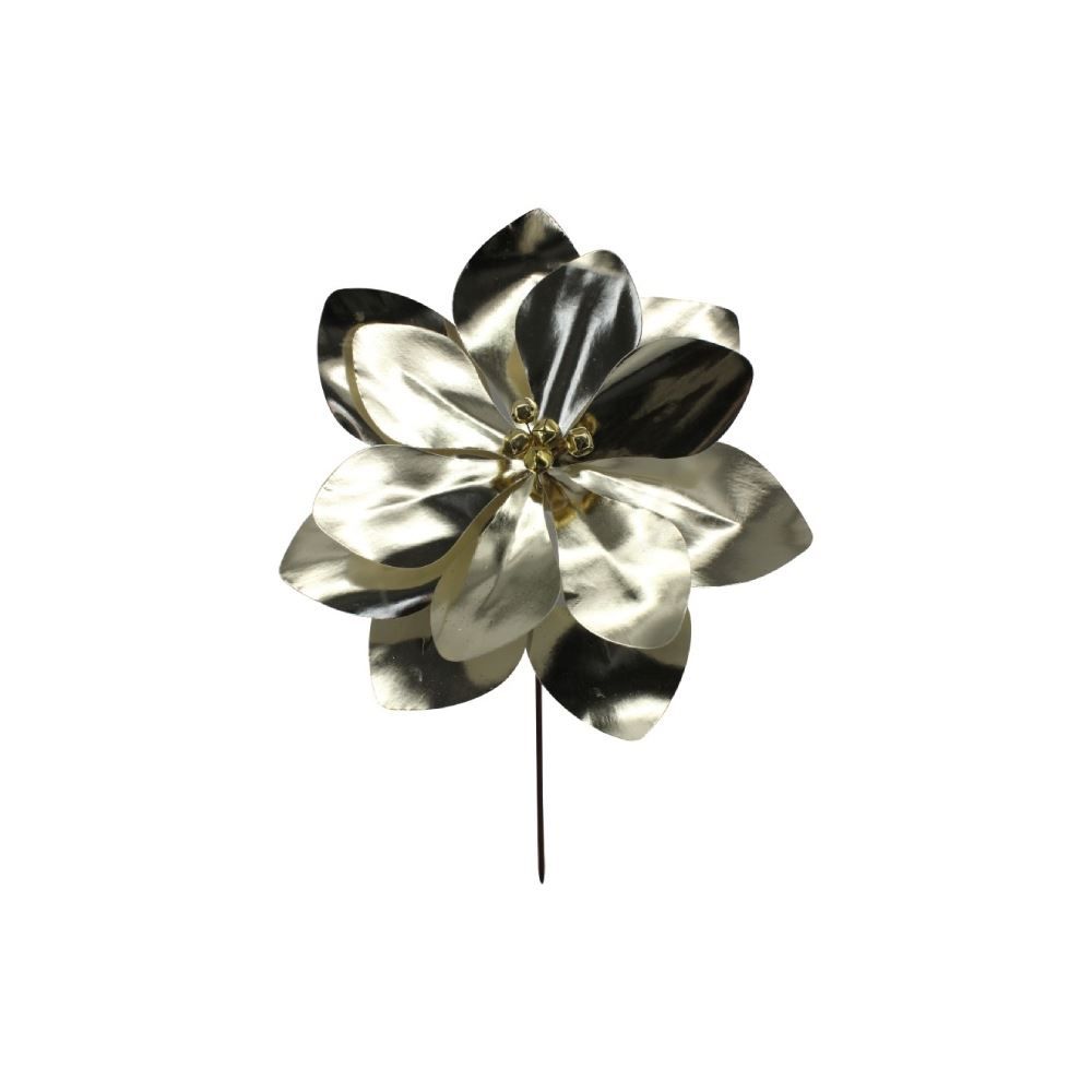 Flor Begônia Metalizada Dourada Havan Casa - 28Cm