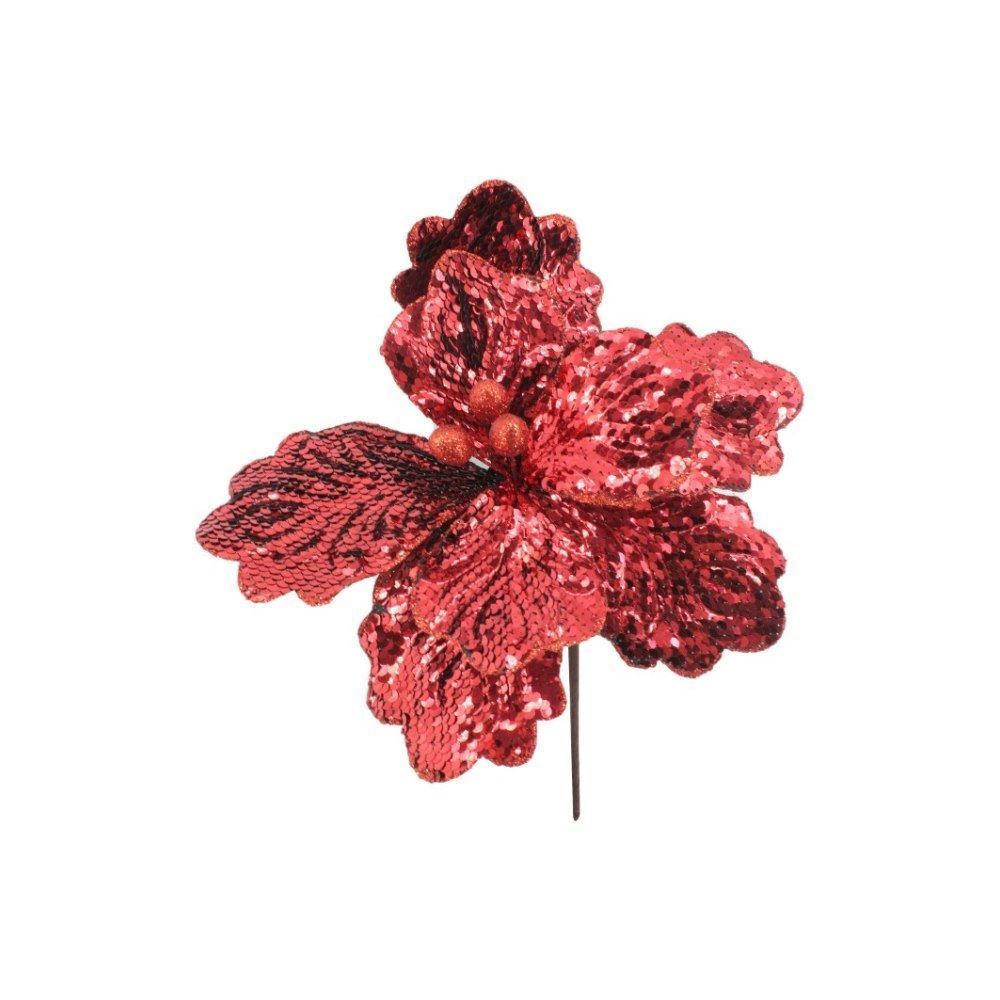 Flor Begônia Paetê Vermelha Havan Casa - 25Cm