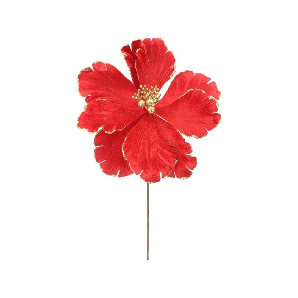 Flor Hibisco Veludo Vermelho Havan Casa - 25Cm