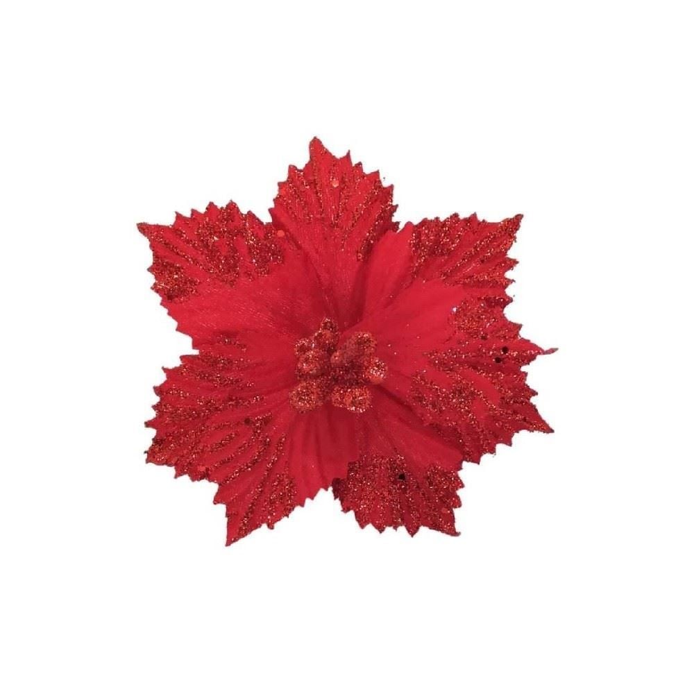 Flor Natalina Decorativa Dinatale 15Cm - Vermelho