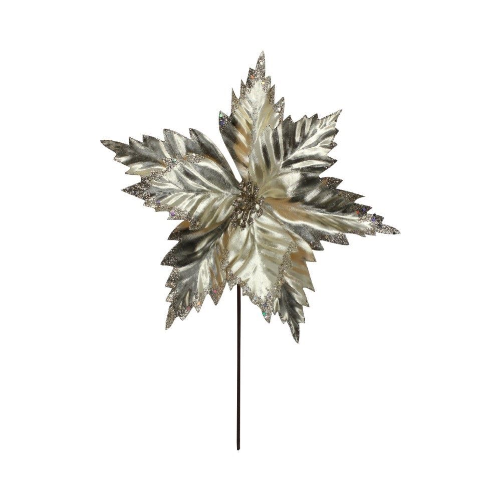 Flor Poinsétia Metalizada Dourada Havan Casa - 30Cm