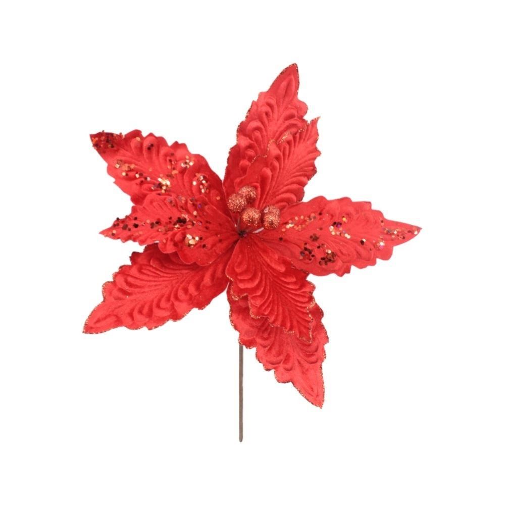 Flor Poinsétia Ondulada Vermelha Havan Casa - 30Cm