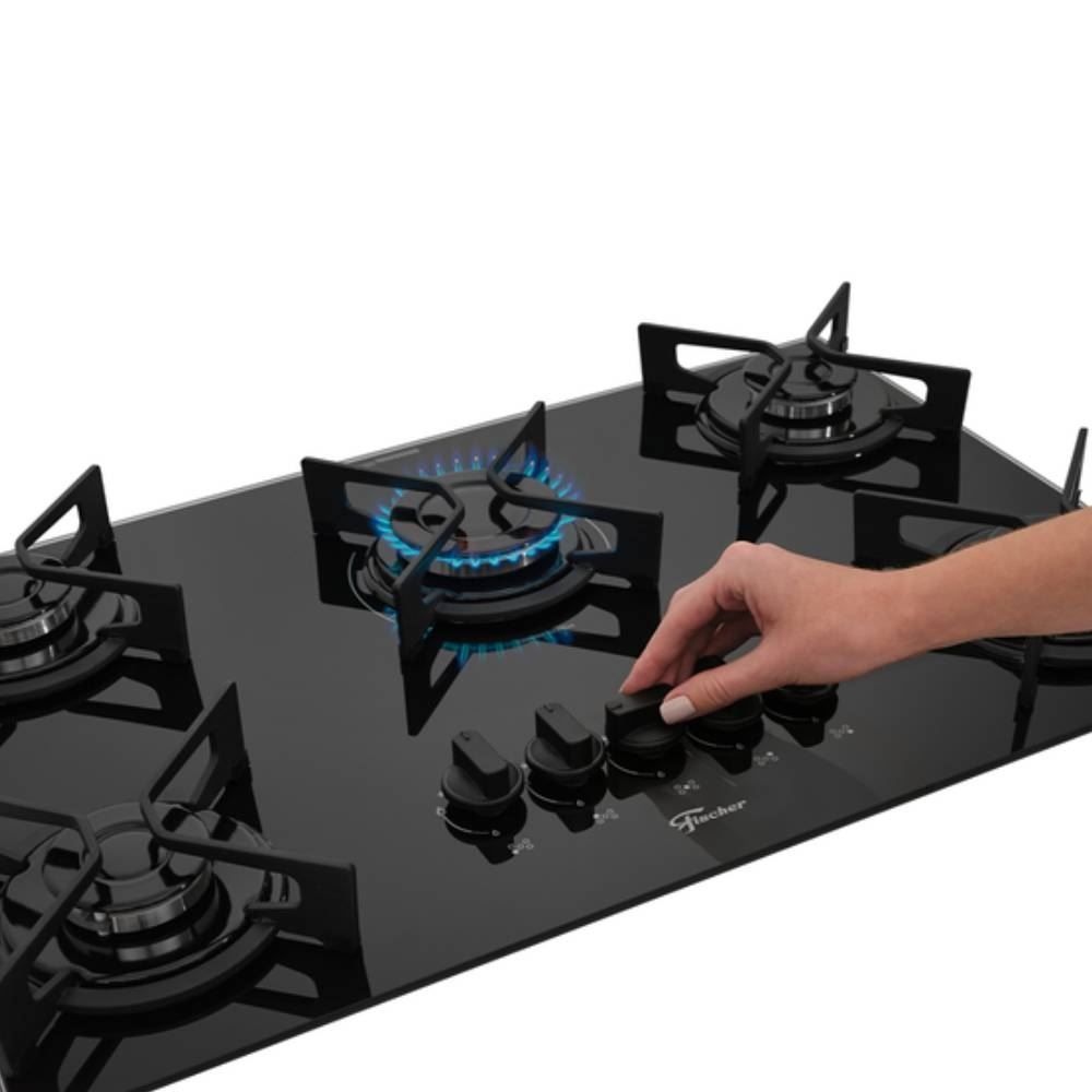 Fogão Cooktop Fischer 5 Bocas Fit Line Trempe Iron - Bivolt