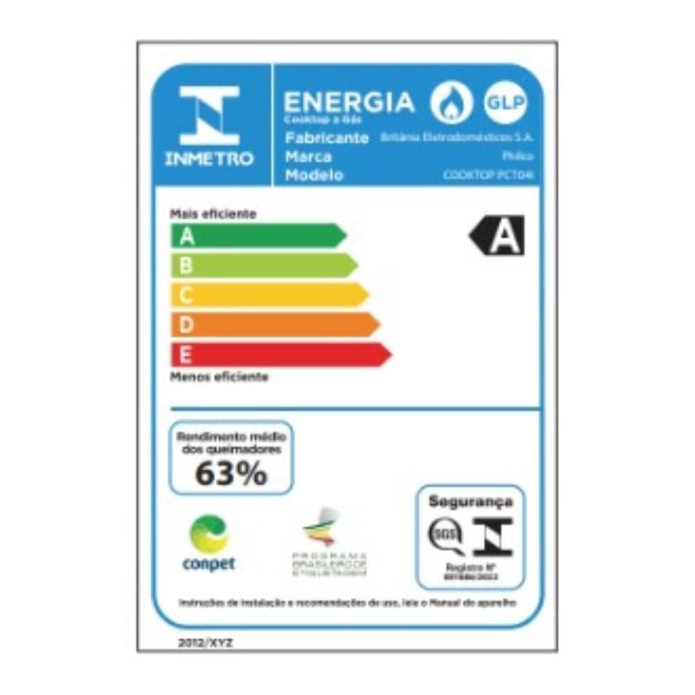 Fogão Cooktop Philco Inox 4 Bocas Pct04i - Bivolt