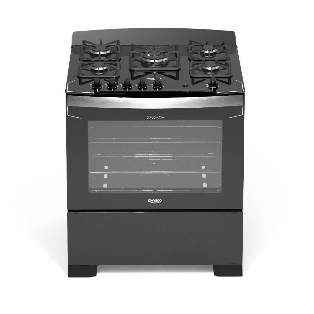 Fogão Dako 5 Bocas Tripla Chama Mesa De Vidro - Bivolt