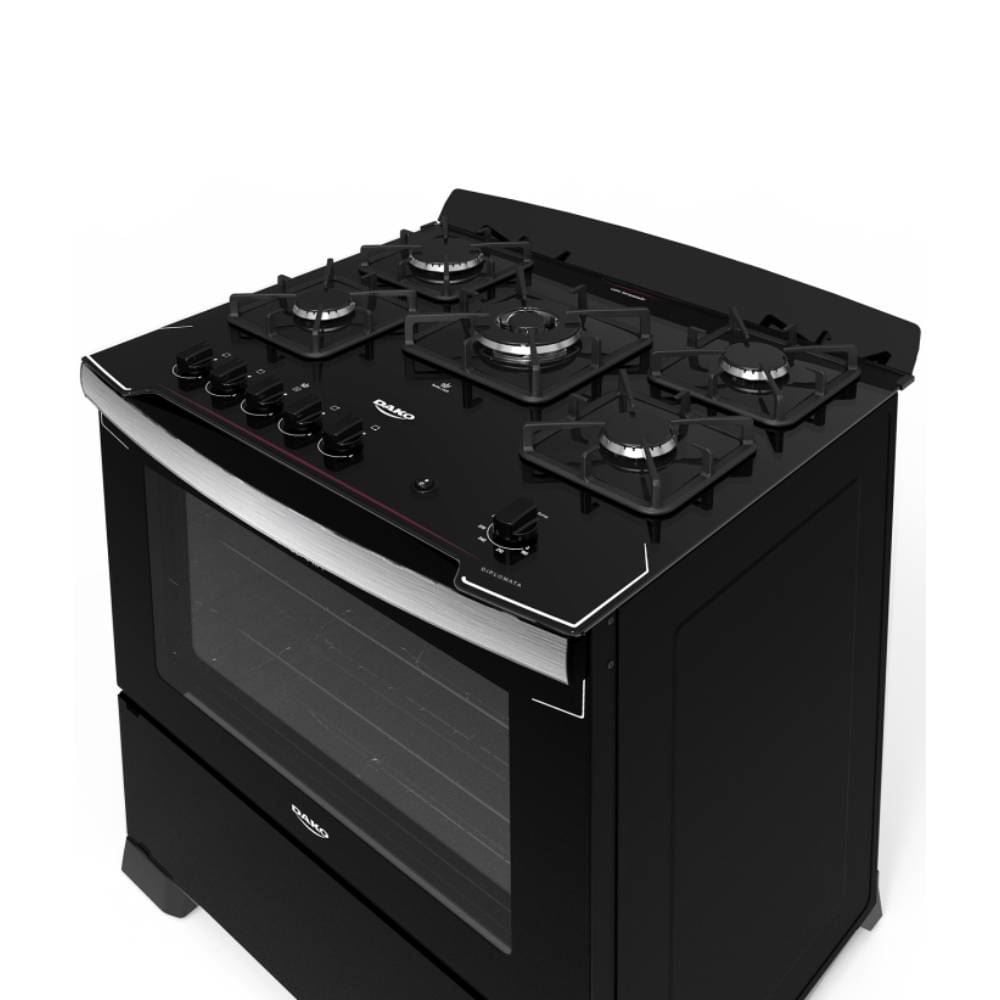Fogão Dako 5 Bocas Tripla Chama Mesa De Vidro - Bivolt
