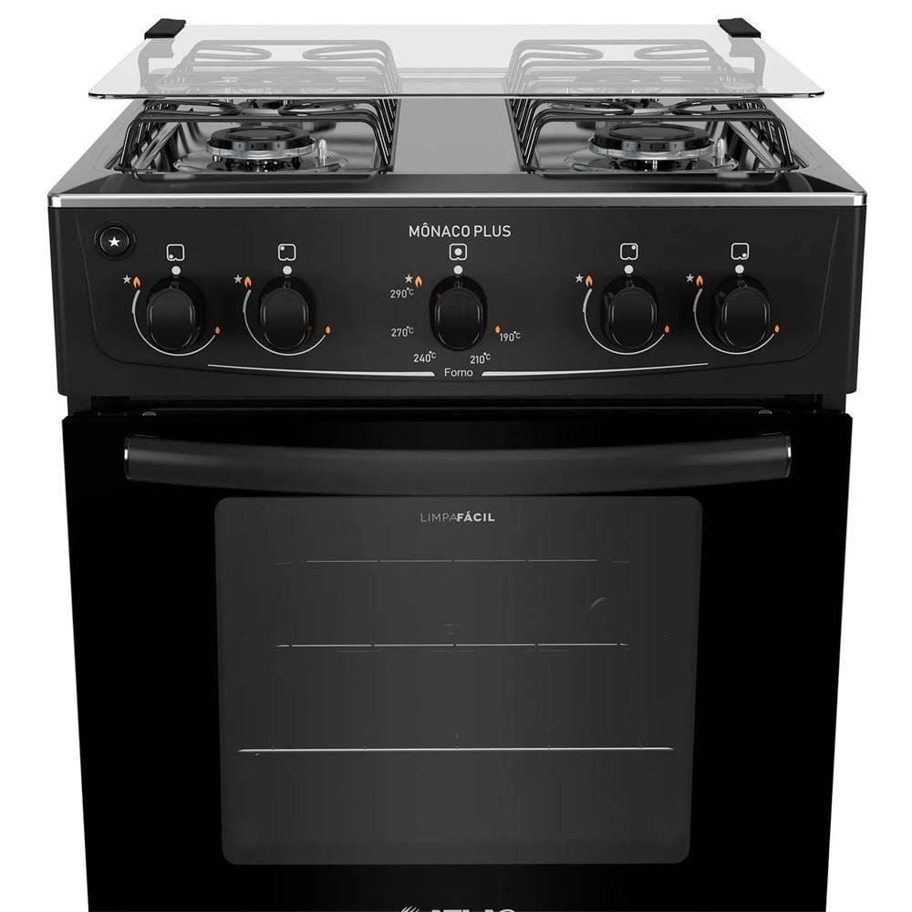 Fogão De Piso 4 Bocas Atlas Mônaco Plus Preto - Bivolt