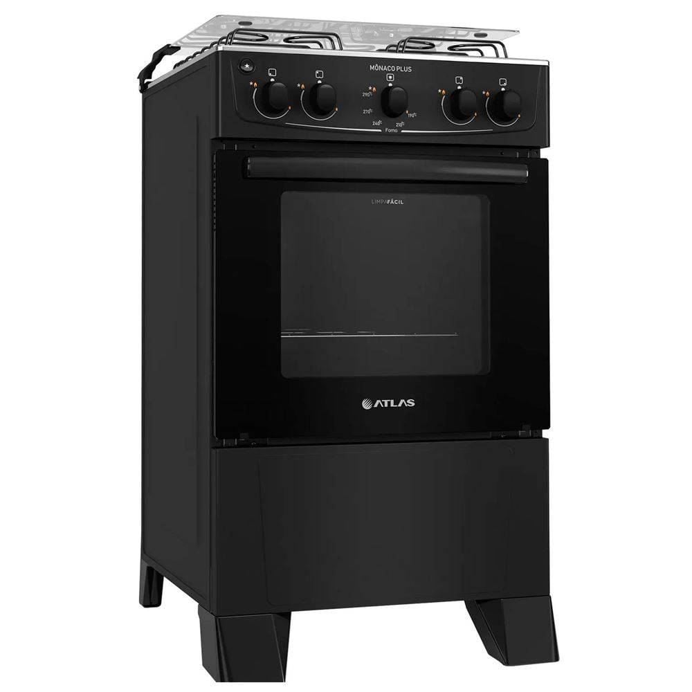 Fogão De Piso 4 Bocas Atlas Mônaco Plus Preto - Bivolt