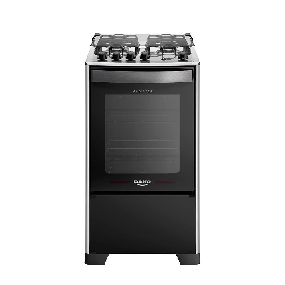 Fogão De Piso 4 Bocas Dako Inox Magister Preto - Bivolt