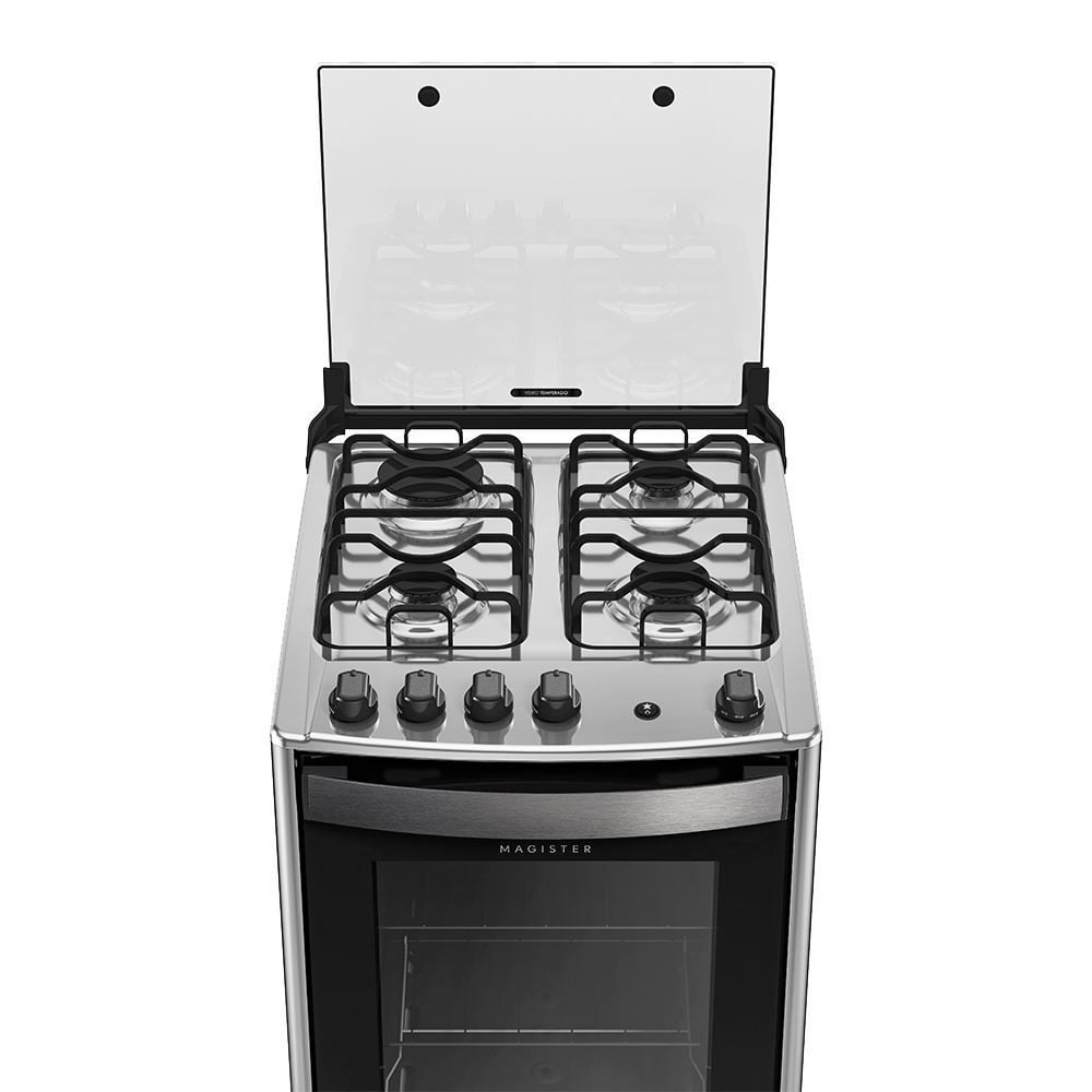 Fogão De Piso 4 Bocas Dako Inox Magister Preto - Bivolt