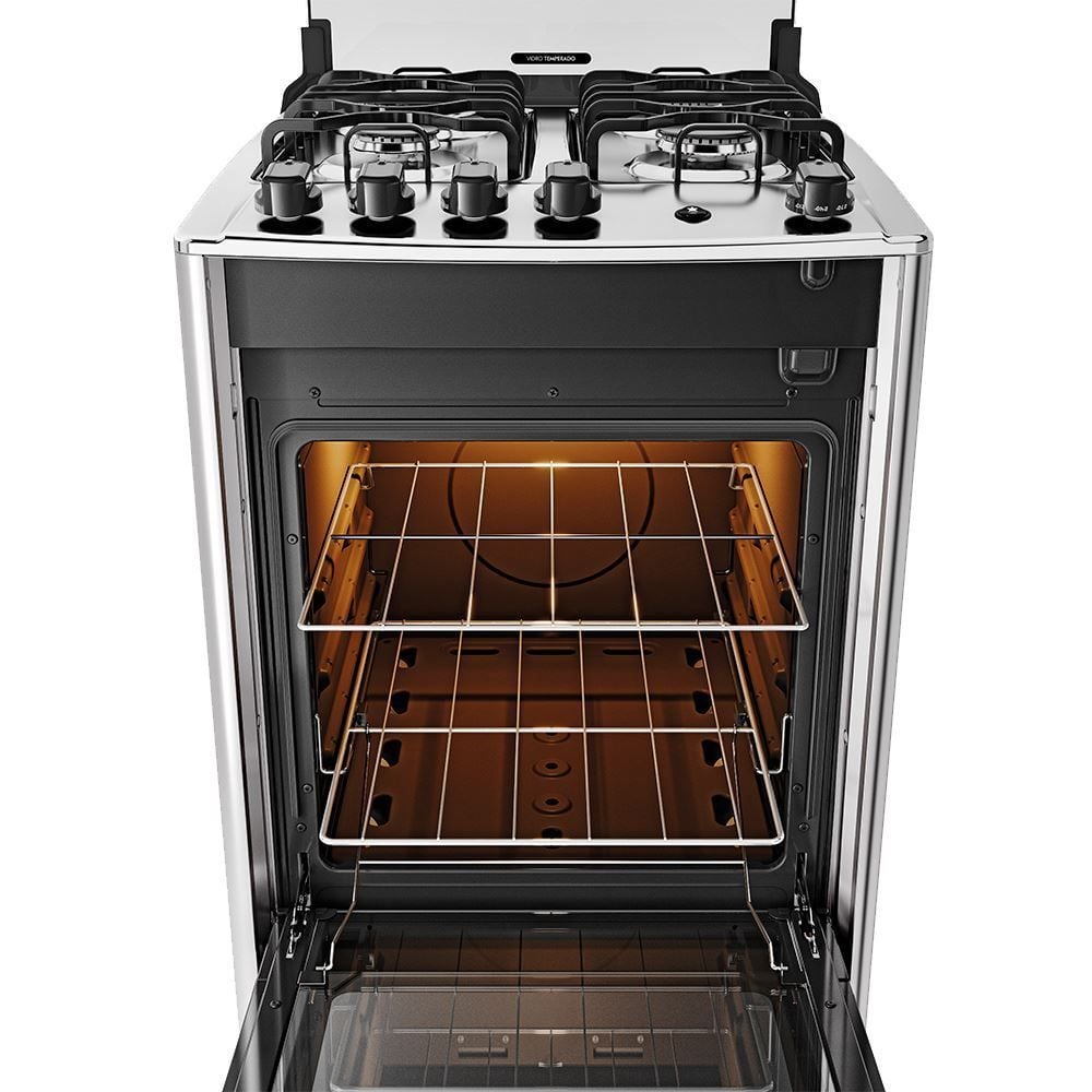 Fogão De Piso 4 Bocas Dako Inox Magister Preto - Bivolt