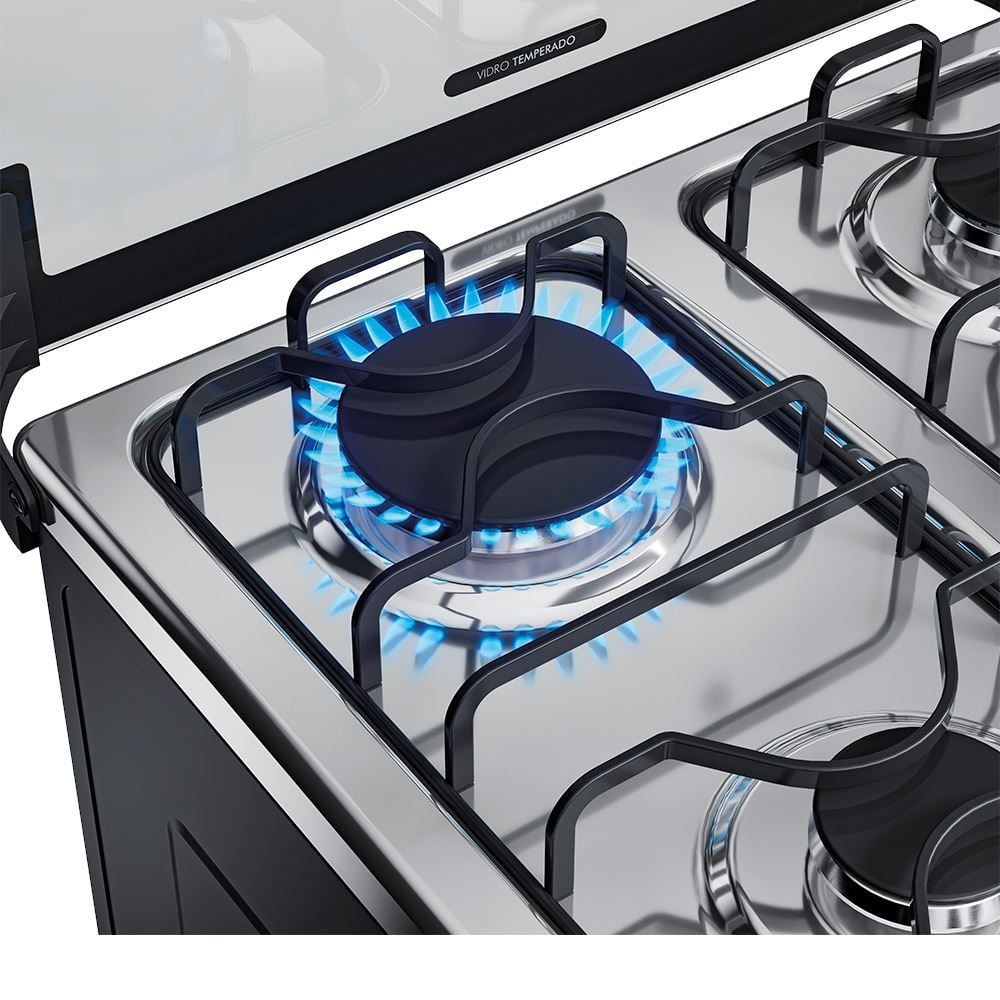 Fogão De Piso 4 Bocas Dako Inox Magister Preto - Bivolt