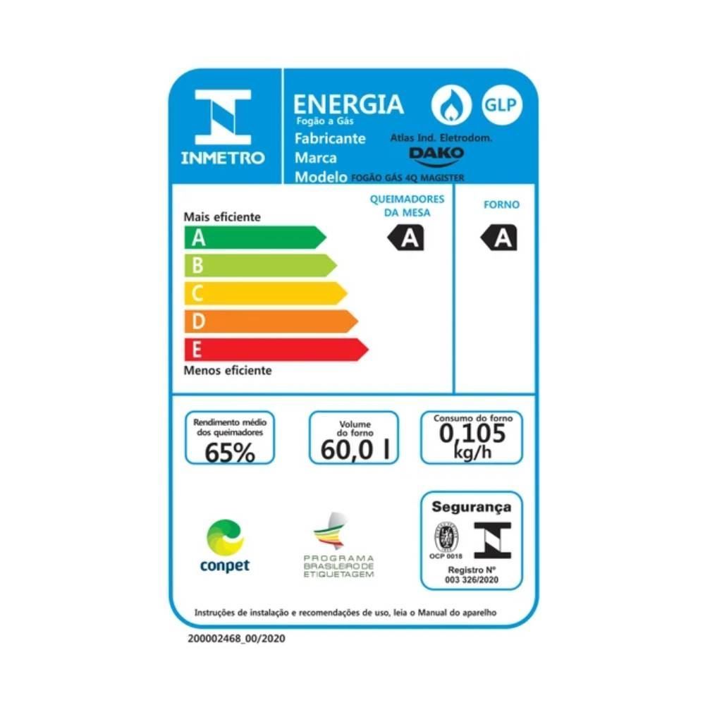 Fogão De Piso 4 Bocas Dako Magister Mesa De Vidro - Bivolt