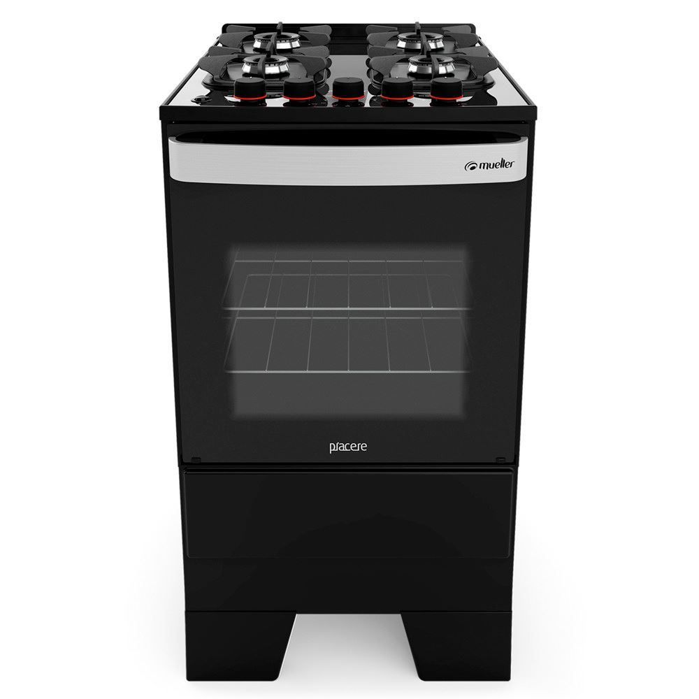 Fogão De Piso 4 Bocas Piacere Vetro Preto Mueller - Bivolt