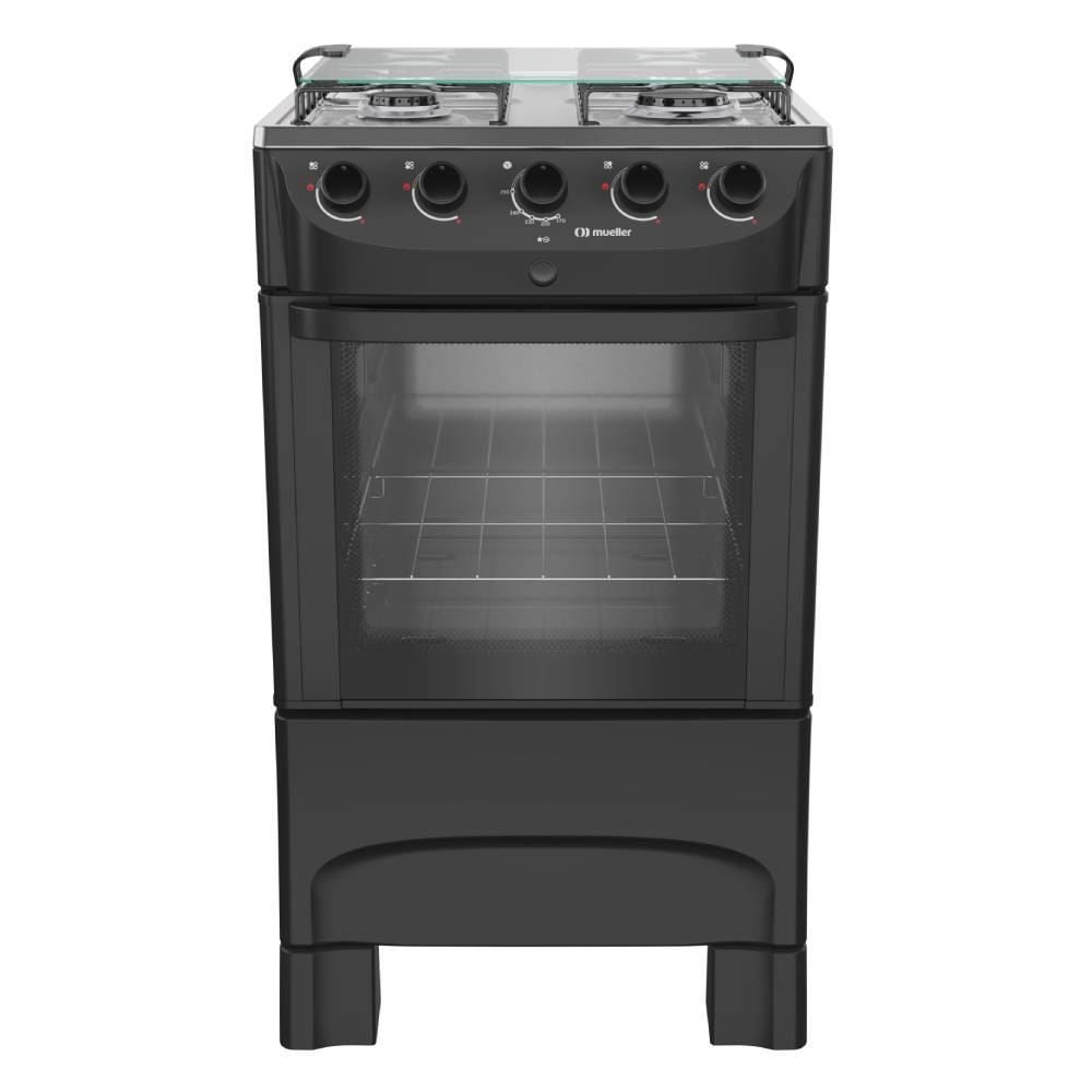 Fogão De Piso 4 Bocas Preto Fosco Mueller Mfi4bb - Bivolt