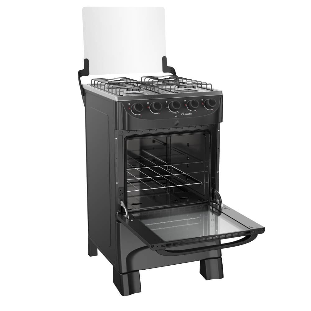 Fogão De Piso 4 Bocas Preto Fosco Mueller Mfi4bb - Bivolt