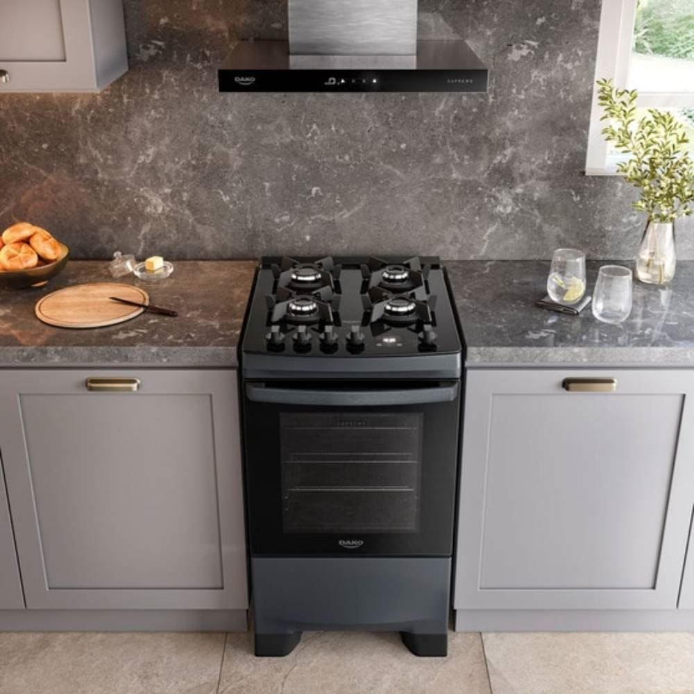 Fogão De Piso 4 Bocas Titanium Supreme Timer Glass Dako - Bivolt