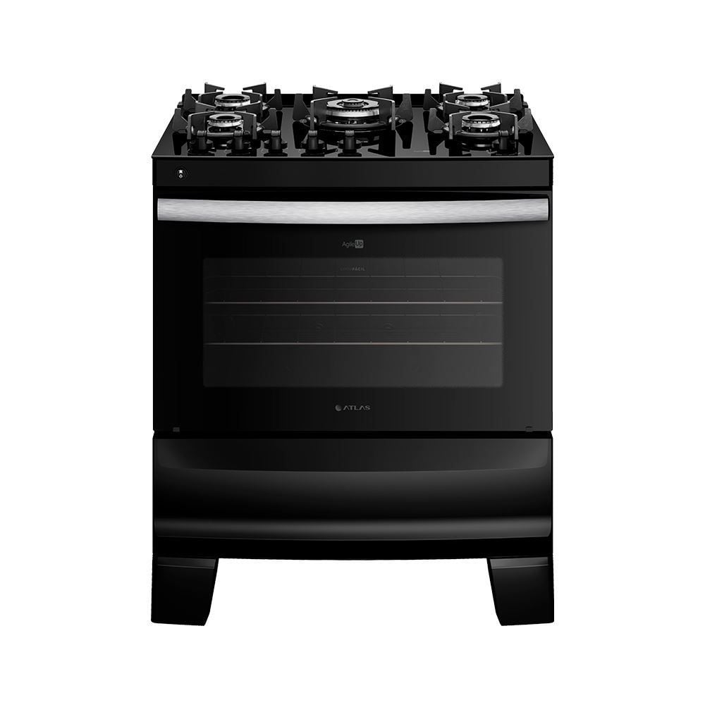 Fogão De Piso 5 Bocas Atlas Agile Glass Up Preto - Bivolt