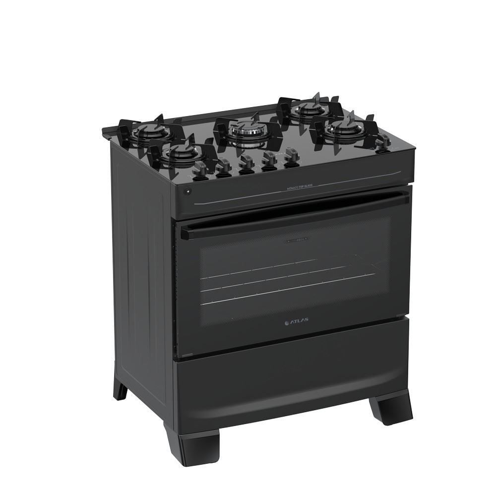 Fogão de Piso 5 Bocas Atlas Mônaco Top Glass Preto