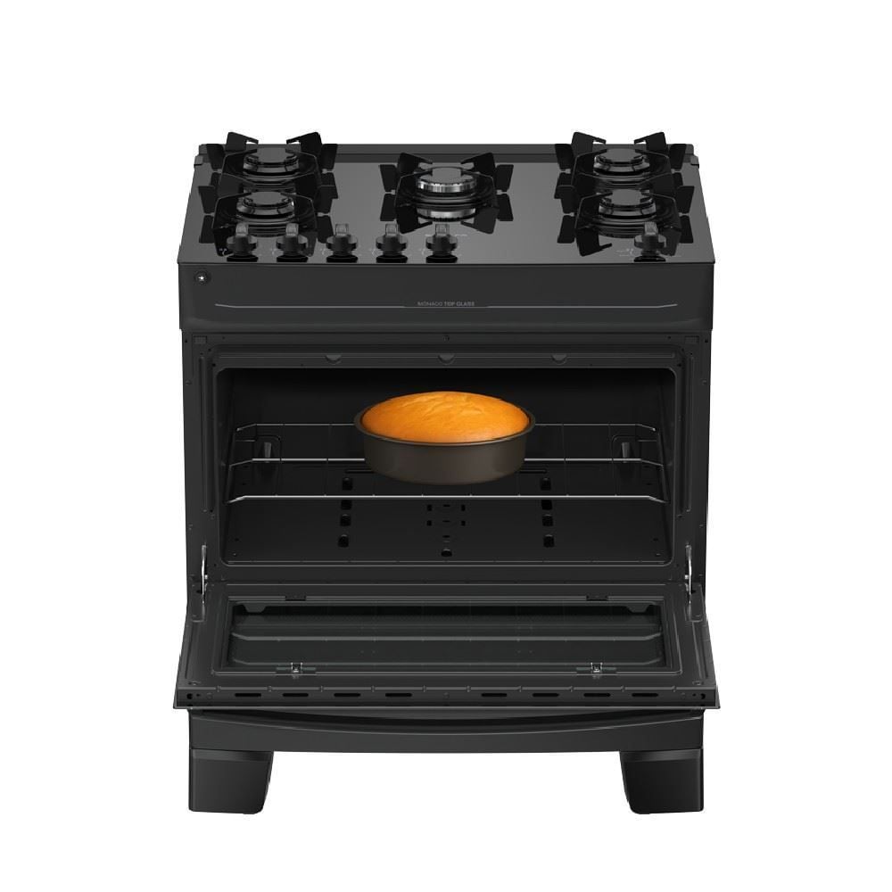 Fogão de Piso 5 Bocas Atlas Mônaco Top Glass Preto