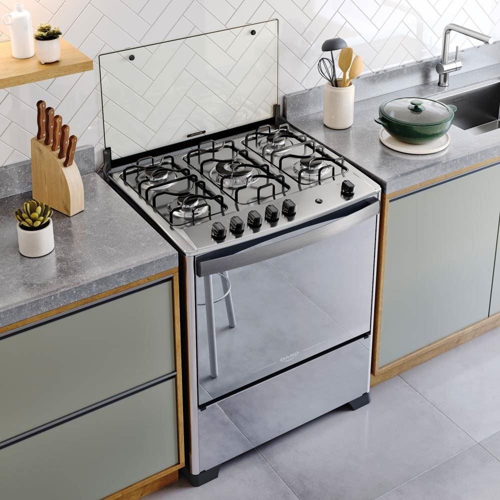 Fogão De Piso 5 Bocas Dako Magister Inox Style - Bivolt