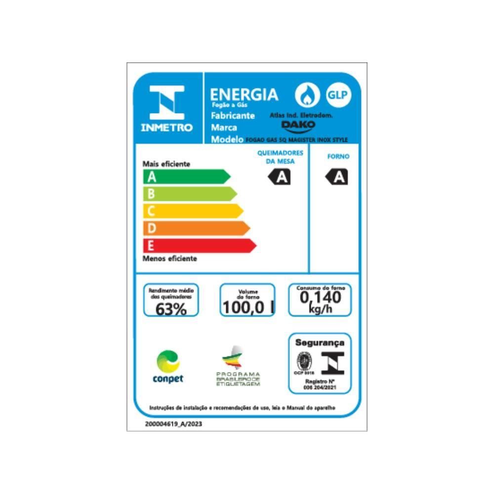 Fogão De Piso 5 Bocas Dako Magister Inox Style - Bivolt