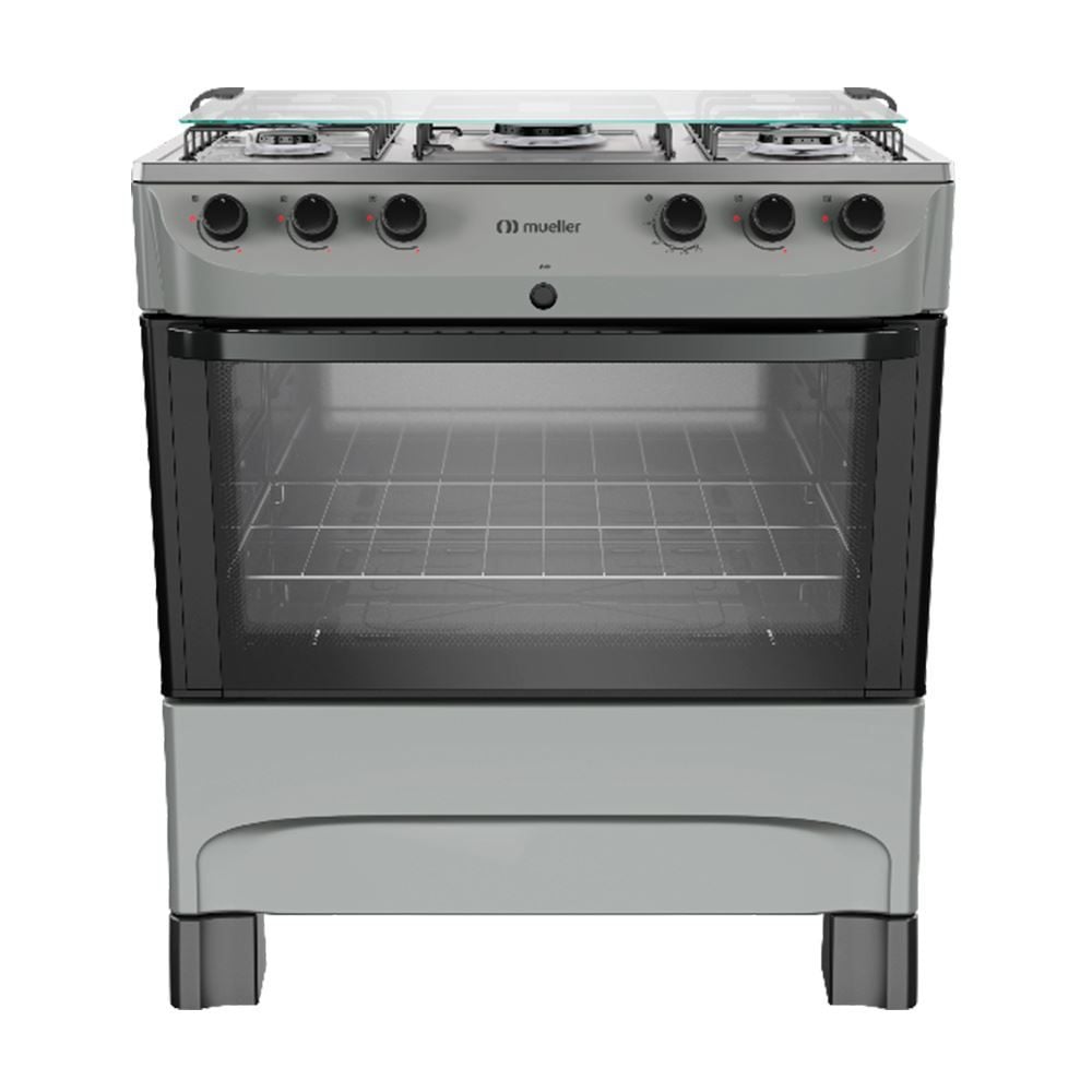 Fogão De Piso Mueller Titânio Com 5 Bocas Mesa Aço Inox Mfi5bb - Bivolt