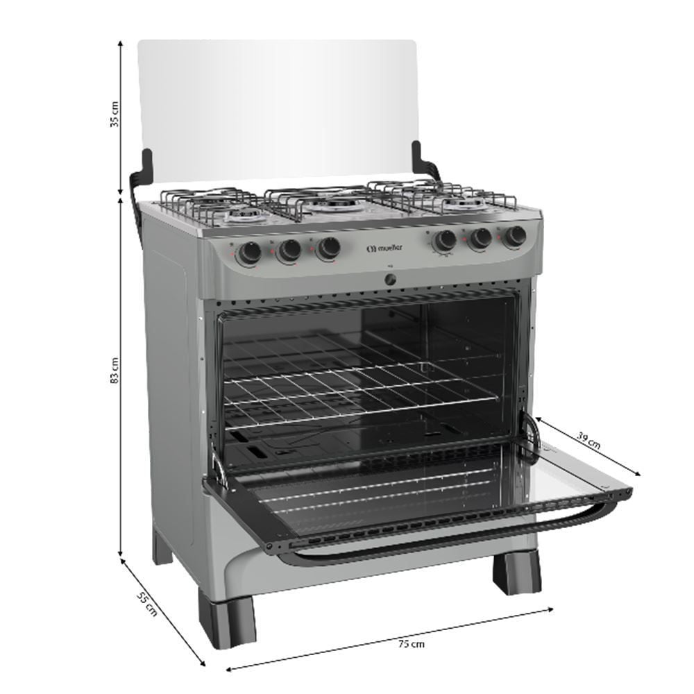 Fogão De Piso Mueller Titânio Com 5 Bocas Mesa Aço Inox Mfi5bb - Bivolt