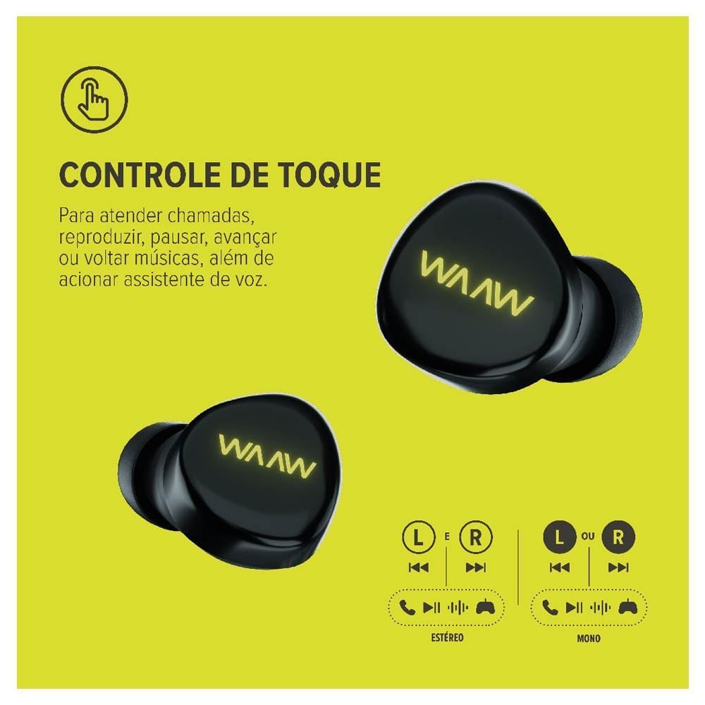 Fone De Ouvido Bluetooth Mob 100Eb Waaw By Alok - Preto