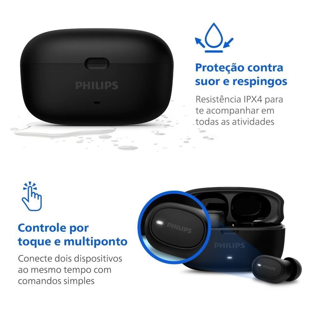 Fone de Ouvido Bluetooth Philips Tat2500 - Preto