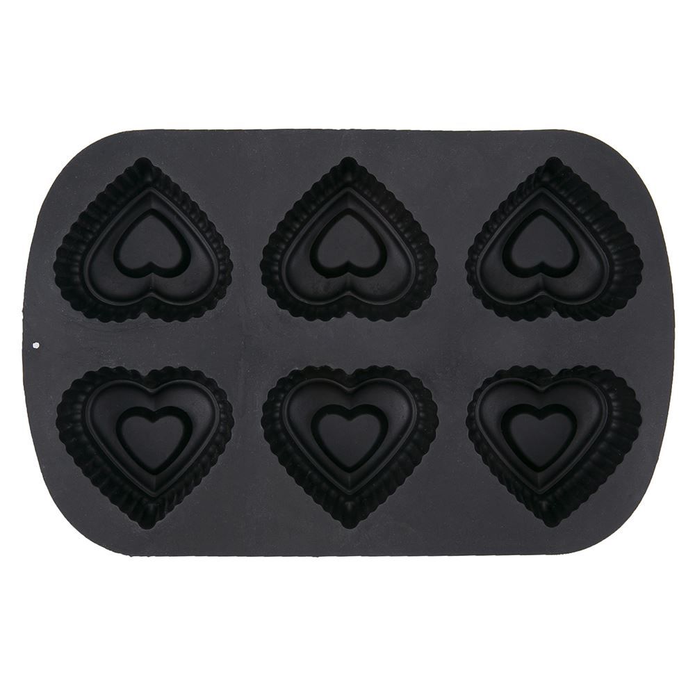 Forma De Silicone Corações Finecasa Basic 25,5X17cm - Preto