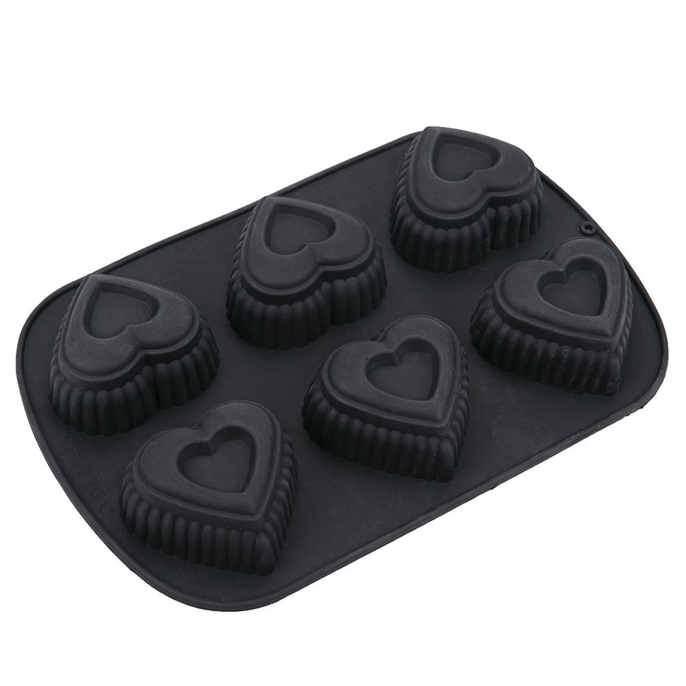 Forma De Silicone Corações Finecasa Basic 25,5X17cm - Preto