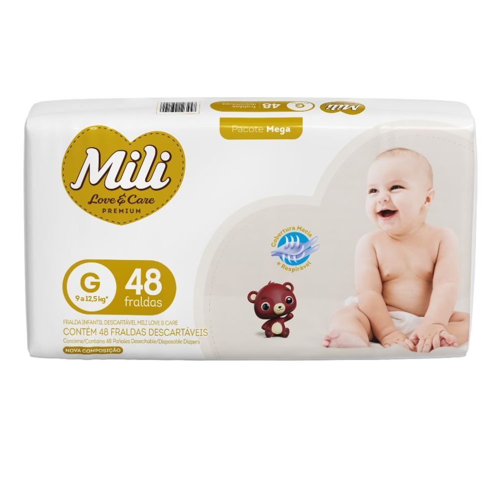 Fralda Descartável Mili Love & Care Mega G - 48 unidades