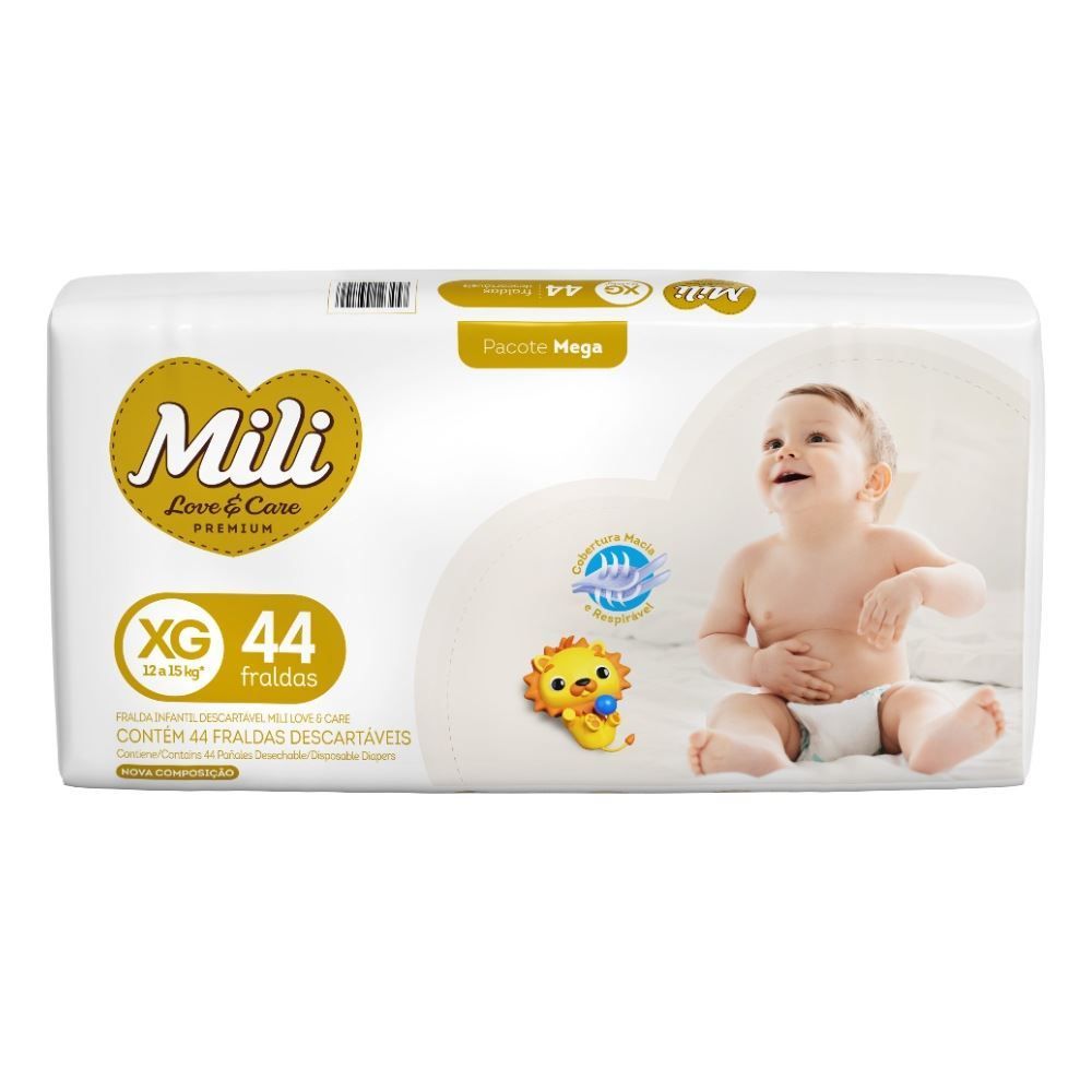 Fralda Descartável Mili Love & Care Tamanho Xg - 44 Unidades