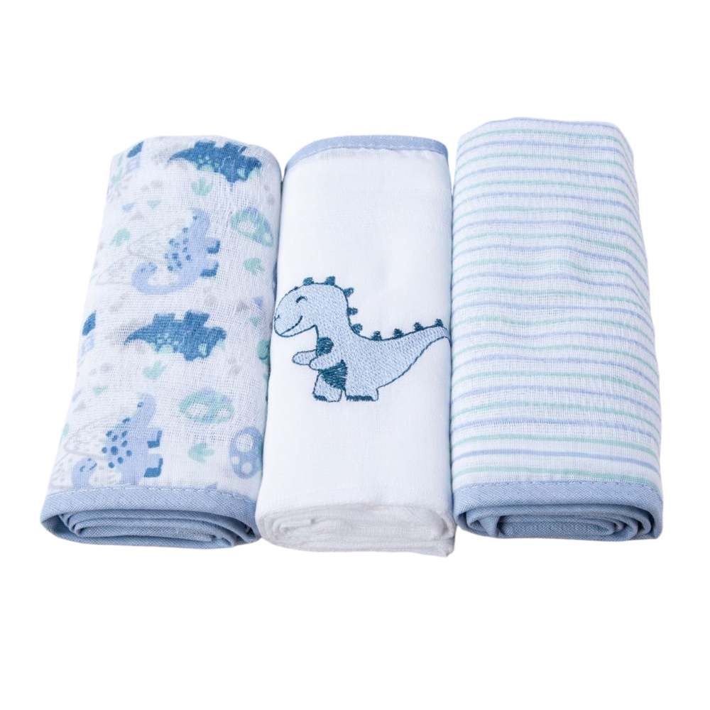 Fralda Estampada Com 3 Peças Havan Baby - Dino Azul