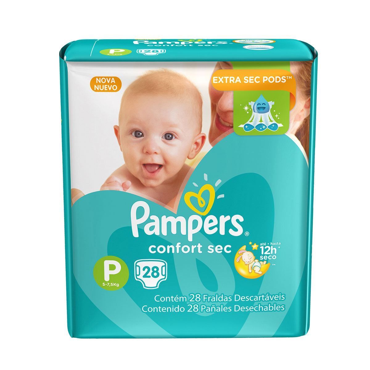 Fralda Pampers Confort Sec Pacotão P Com 28 Unidades - DIVERSOS