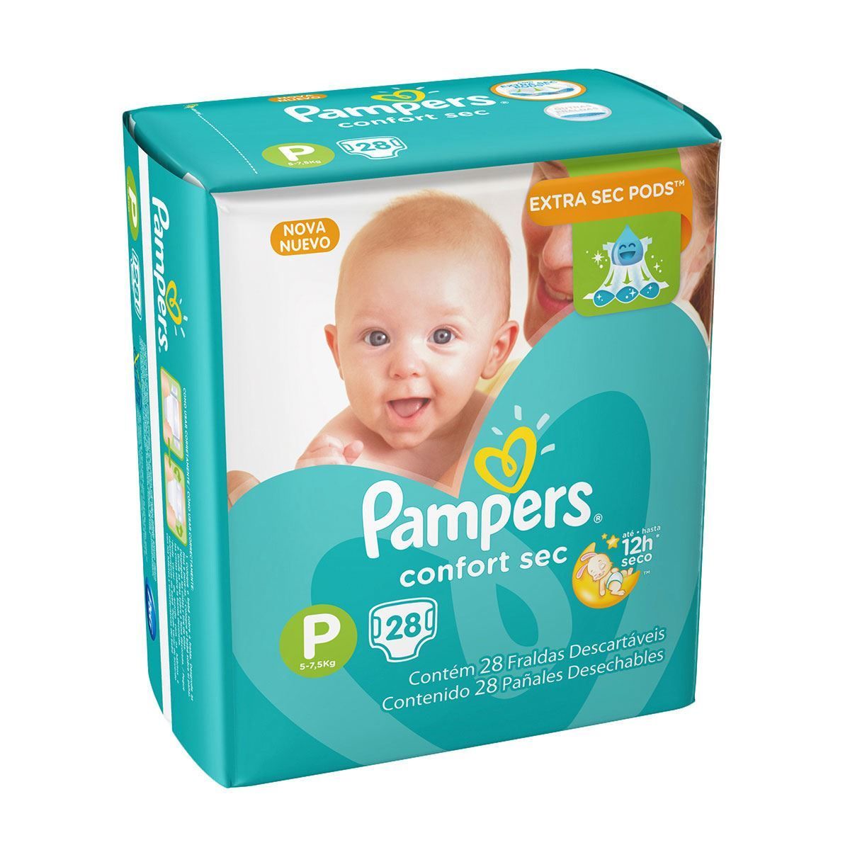 Fralda Pampers Confort Sec Pacotão P Com 28 Unidades - DIVERSOS